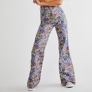 Free People X Wrangler Floral Wanderer Flare Jeans